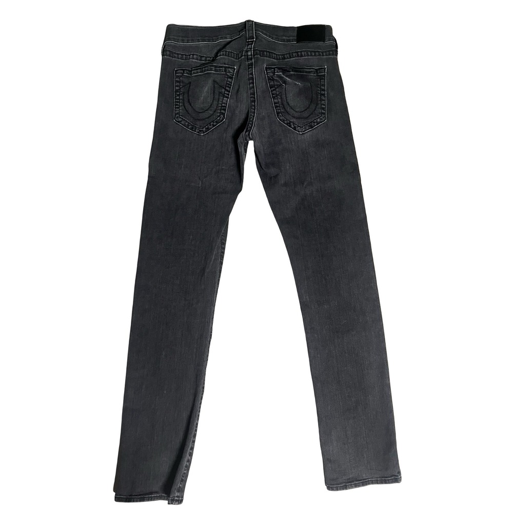 True Religion Geno Relaxed Slim Jeans Mens 32 Black Horseshoe Stitch Made in USA